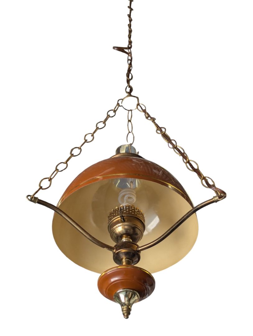 Vintage Mid-Century Hanging Pendant Lamp with Enamel Shade