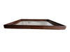 Vintage Wood-Framed Floral Glass Serving Tray