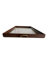 Vintage Wood-Framed Floral Glass Serving Tray