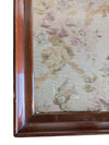 Vintage Wood-Framed Floral Glass Serving Tray