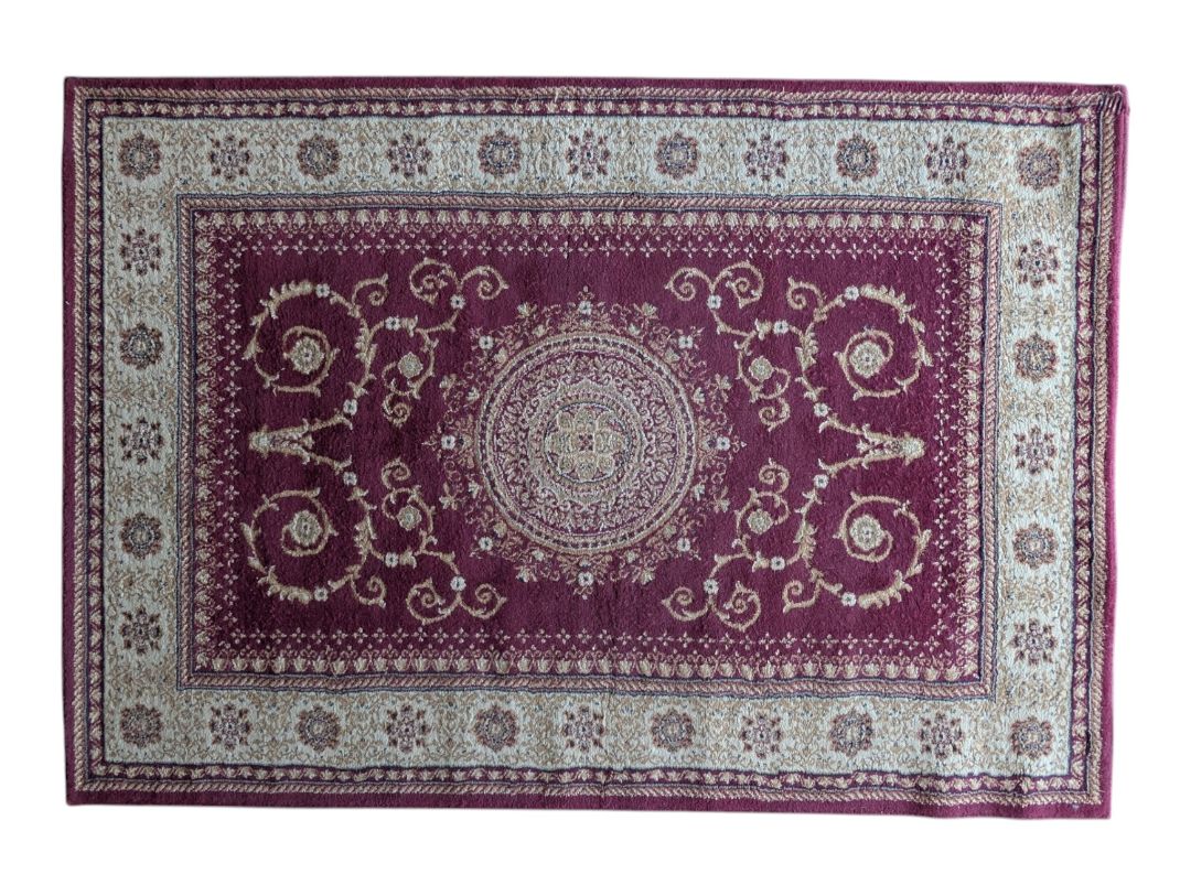 Victory Collection Belgian-Style Burgundy & Cream Area Rug