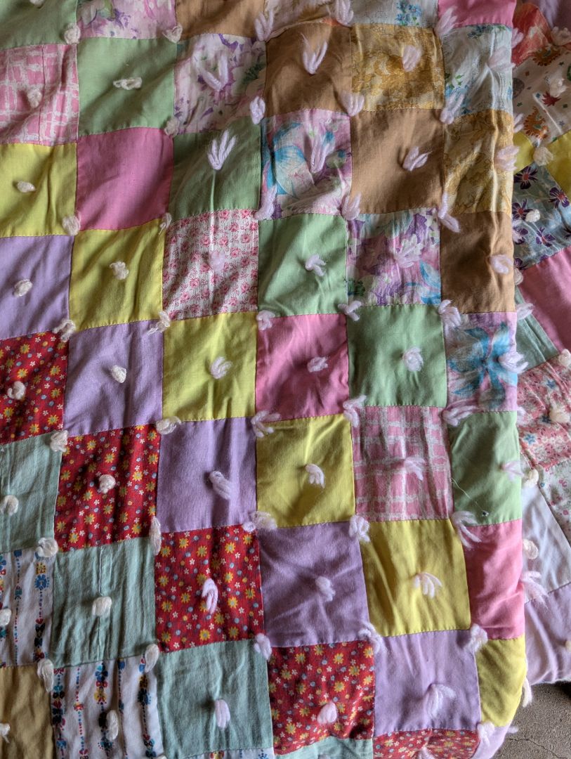 Handmade Pastel Patchwork Comforter / Quilt