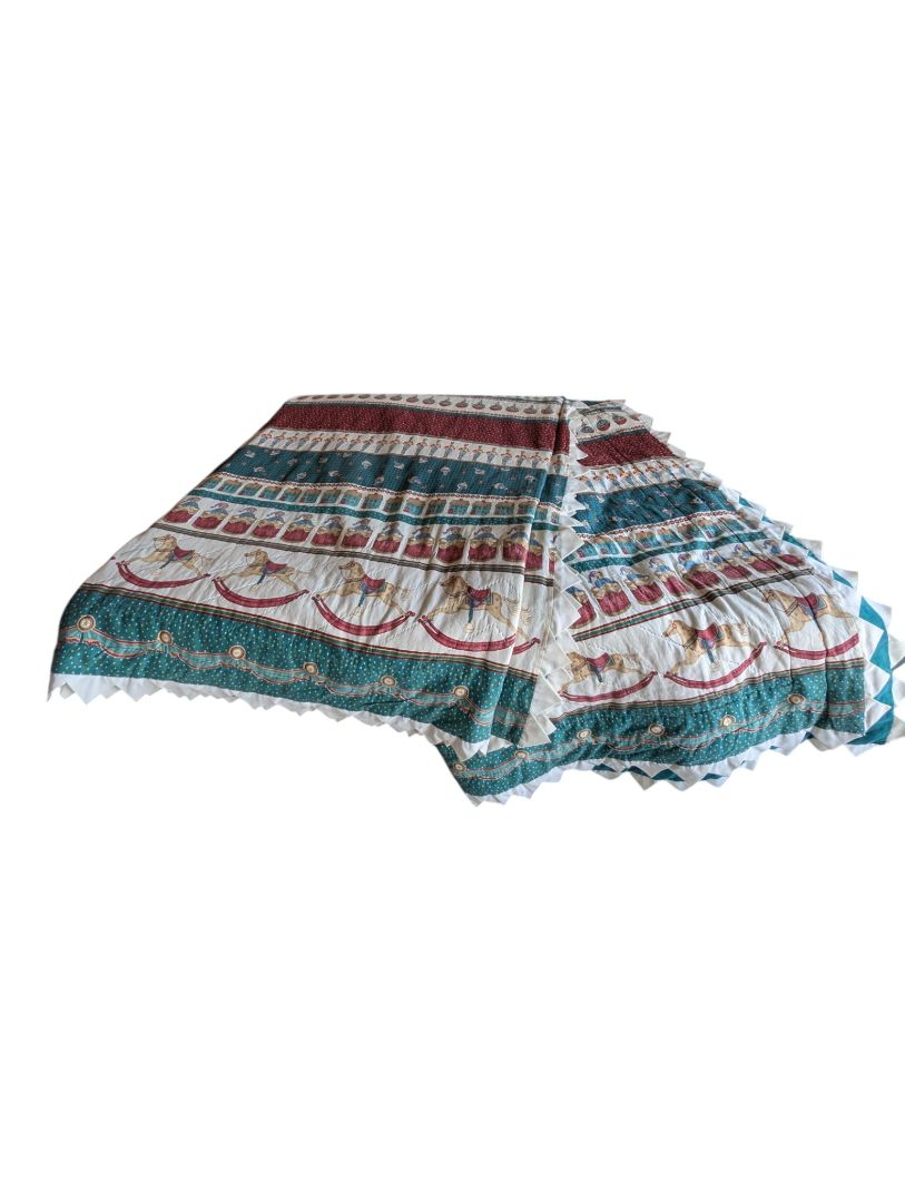 Vintage Nursery-Themed Comforter / Bedspread with Ruffled Trim