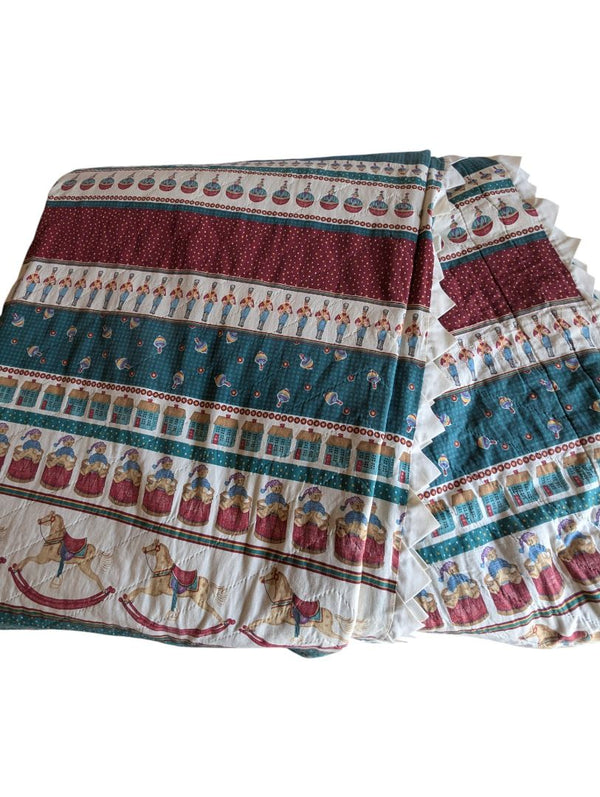 Vintage Nursery-Themed Comforter / Bedspread with Ruffled Trim