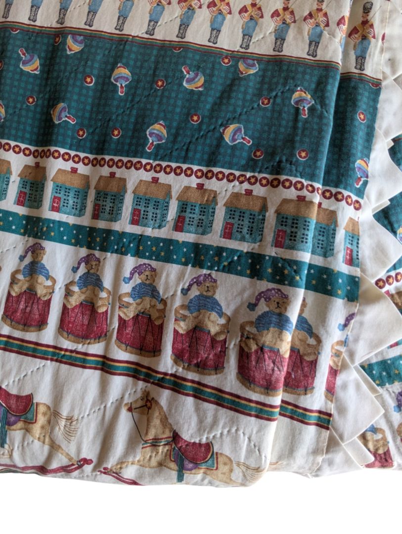 Vintage Nursery-Themed Comforter / Bedspread with Ruffled Trim