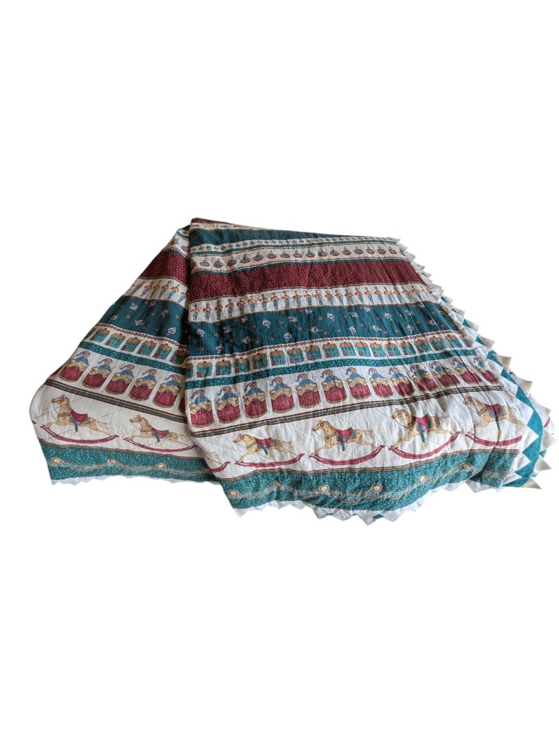 Vintage Nursery-Themed Comforter / Bedspread with Ruffled Trim