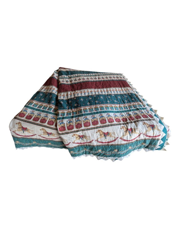 Vintage Nursery-Themed Comforter / Bedspread with Ruffled Trim