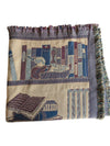 Vintage Library Bookshelf Tapestry Throw Blanket