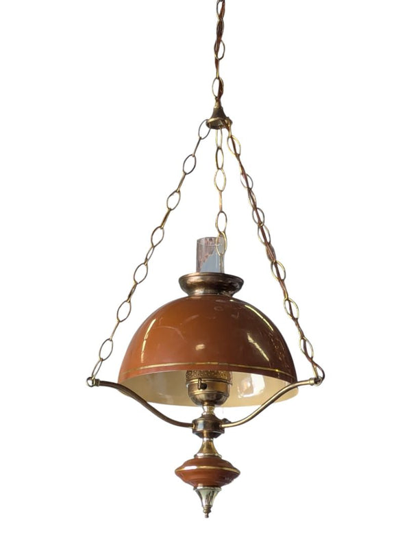 Vintage Mid-Century Hanging Pendant Lamp with Enamel Shade