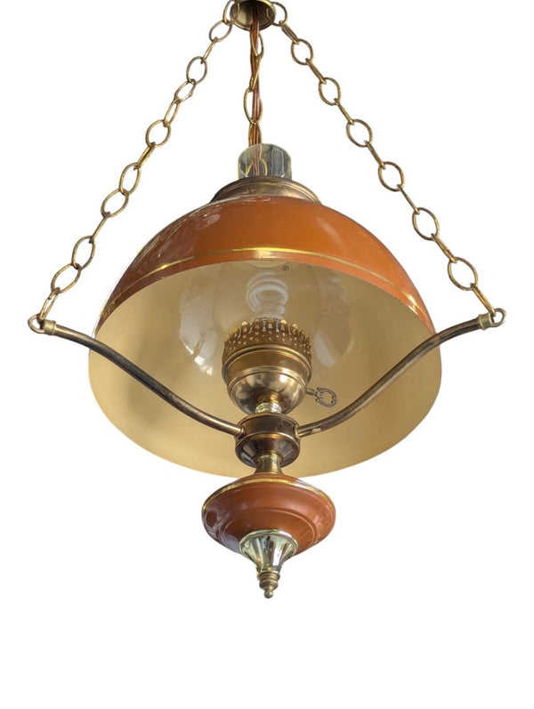 Vintage Mid-Century Hanging Pendant Lamp with Enamel Shade