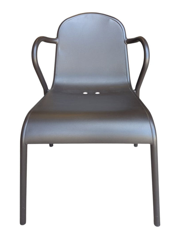 Black Metal Bistro Table with Two Armchairs