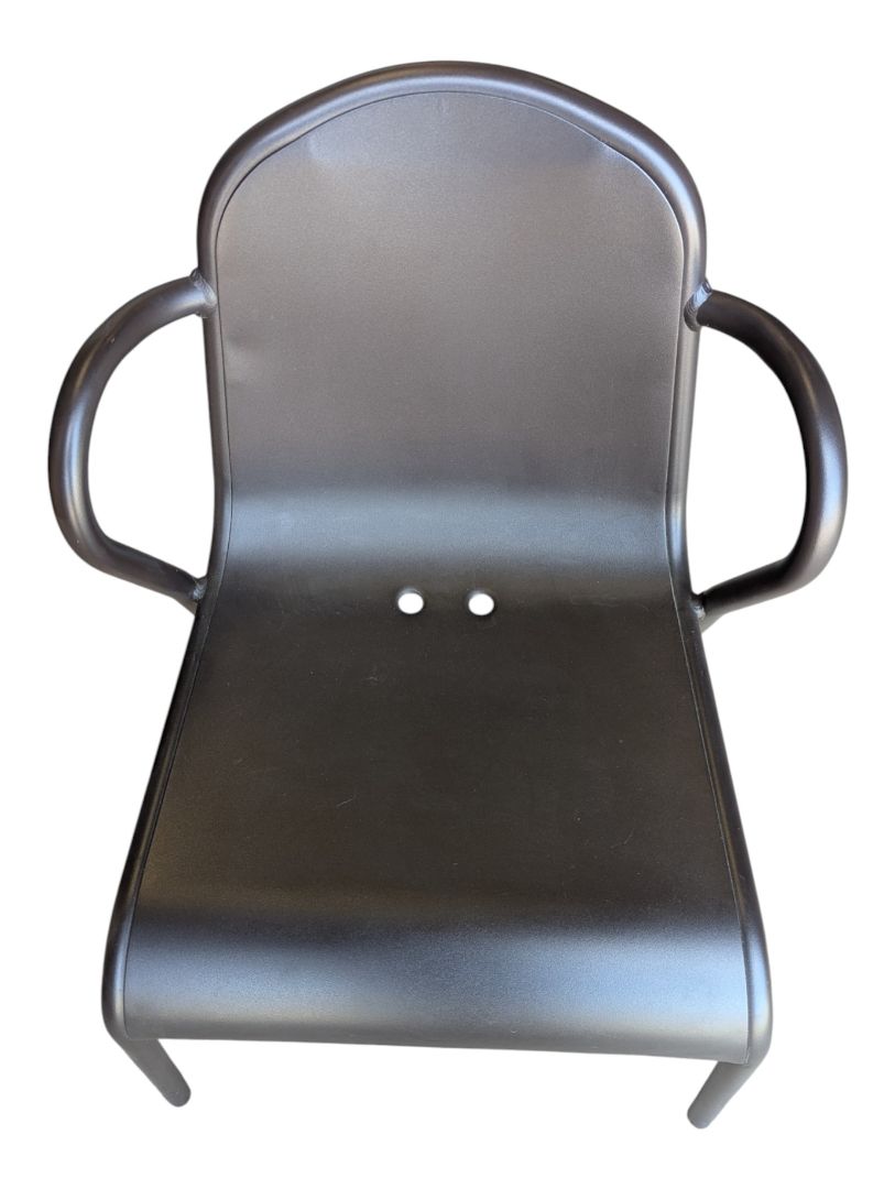 Black Metal Bistro Table with Two Armchairs