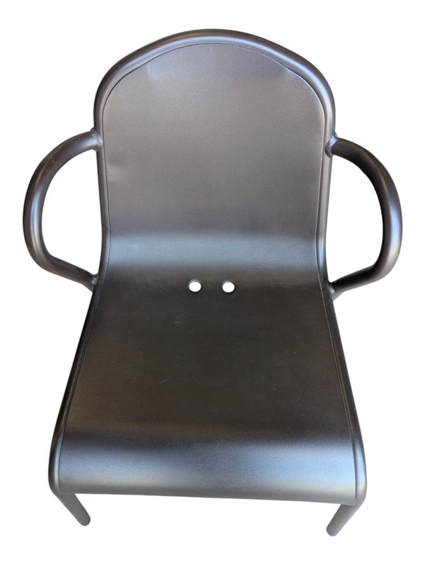Black Metal Bistro Table with Two Armchairs