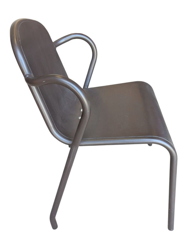Black Metal Bistro Table with Two Armchairs