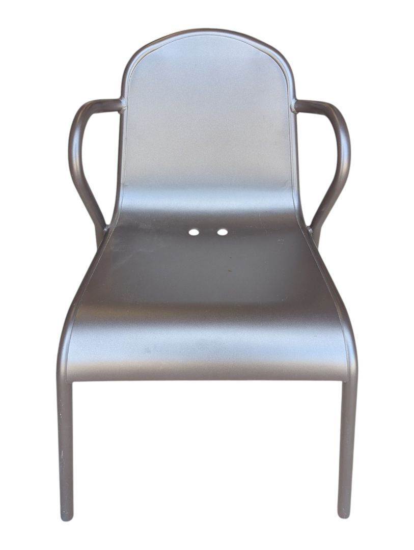 Black Metal Bistro Table with Two Armchairs