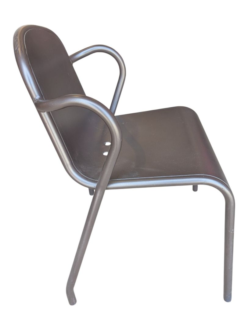 Black Metal Bistro Table with Two Armchairs