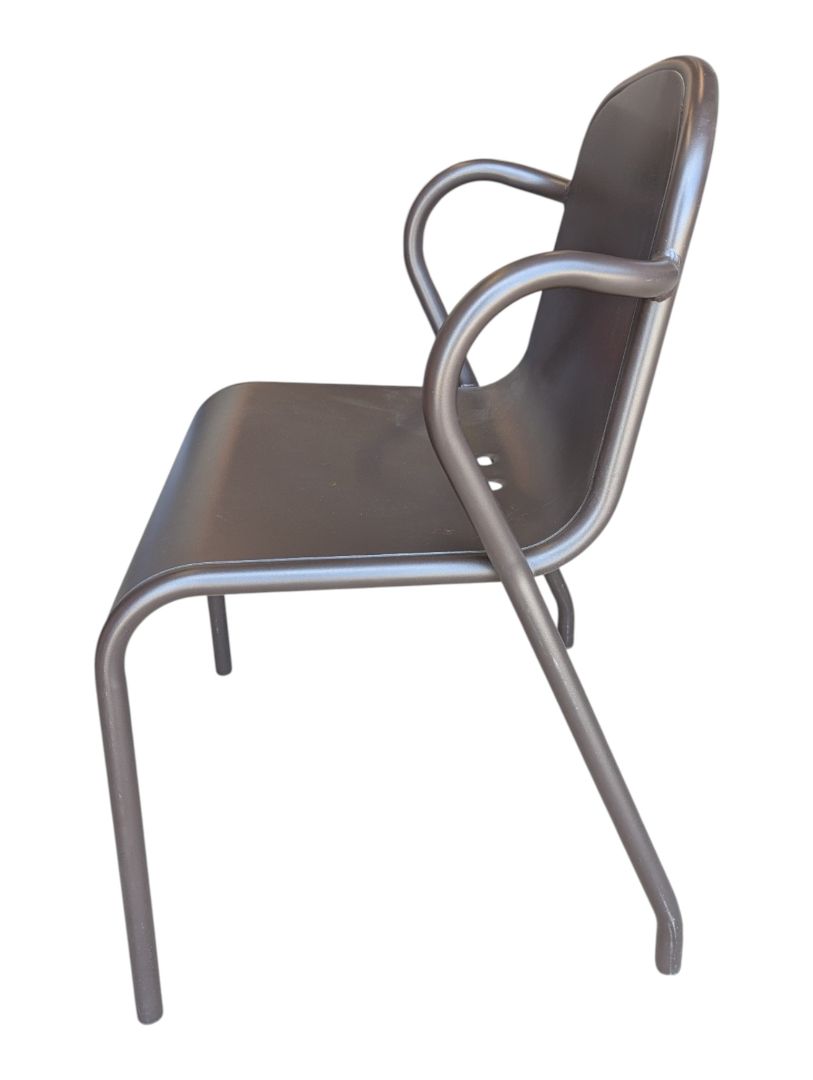 Black Metal Bistro Table with Two Armchairs