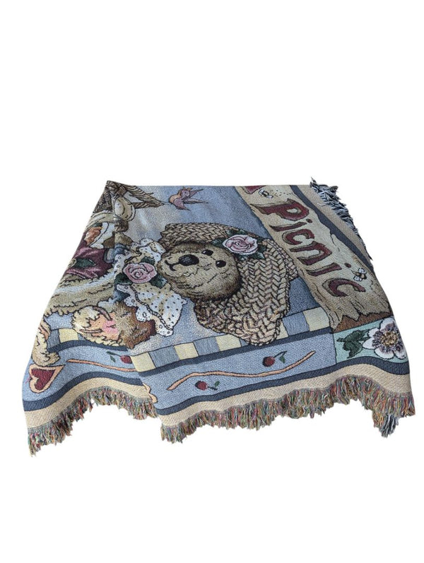 Boyd's Bears "Picnic" Woven Tapestry Throw Blanket