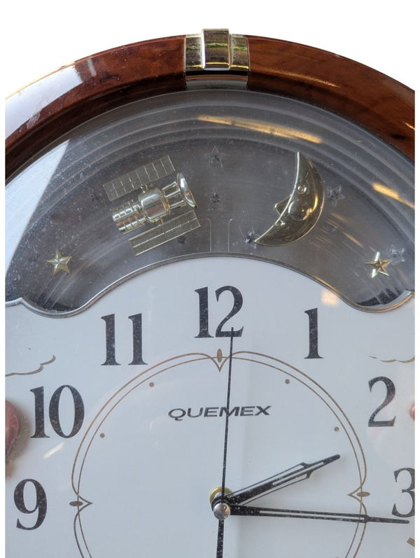 Quemex Quartz Animated Musical Wall Clock – Moon & Celestial Motion Display