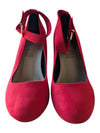Red Faux-Suede Ankle-Strap Pumps – Women’s Size 37