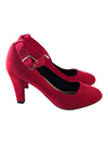 Red Faux-Suede Ankle-Strap Pumps – Women’s Size 37