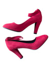 Red Faux-Suede Ankle-Strap Pumps – Women’s Size 37