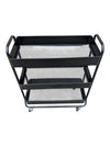 Set of Two Three-Tier Metal Rolling Utility Carts – Black & White