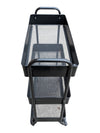 Set of Two Three-Tier Metal Rolling Utility Carts – Black & White