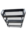 Set of Two Three-Tier Metal Rolling Utility Carts – Black & White