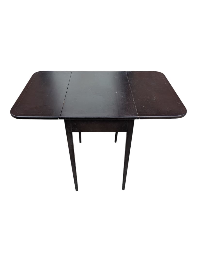 Vintage Black Drop-Leaf Side Table with Drawer