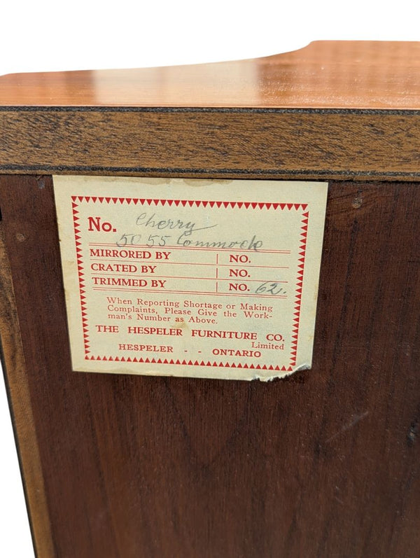 The Hespeler Furniture Co. Cherry Wood Commode Cabinet