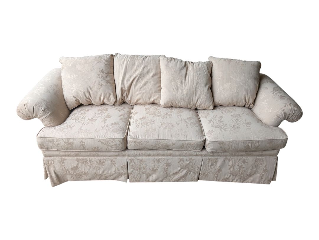 Traditional Floral Upholstered Three-Seat Sofa