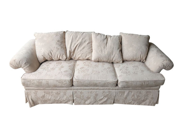 Traditional Floral Upholstered Three-Seat Sofa