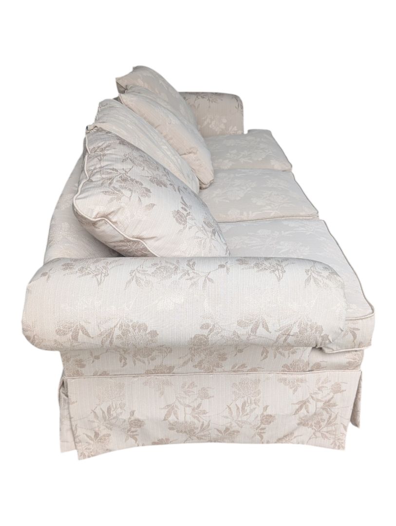 Traditional Floral Upholstered Three-Seat Sofa