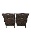 Pair of Traditional Paisley Wingback Armchairs