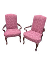 Pair of Vintage Pink Upholstered Wood Armchairs