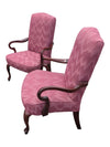 Pair of Vintage Pink Upholstered Wood Armchairs