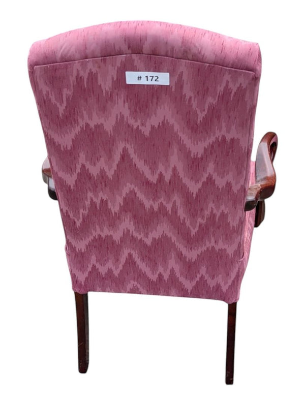 Pair of Vintage Pink Upholstered Wood Armchairs