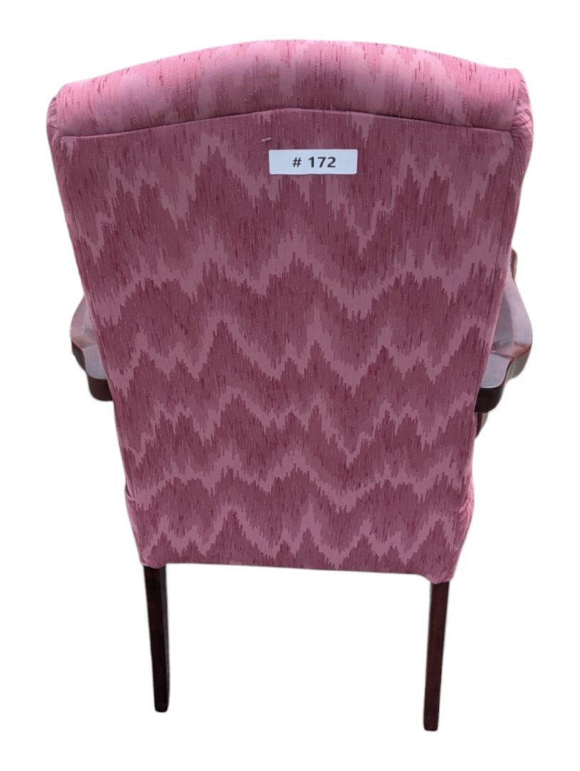 Pair of Vintage Pink Upholstered Wood Armchairs