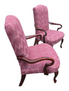 Pair of Vintage Pink Upholstered Wood Armchairs