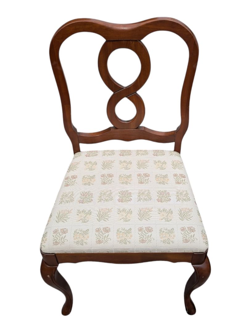 Set of 4 Vintage-Style Wood Dining Chairs with Upholstered Seats