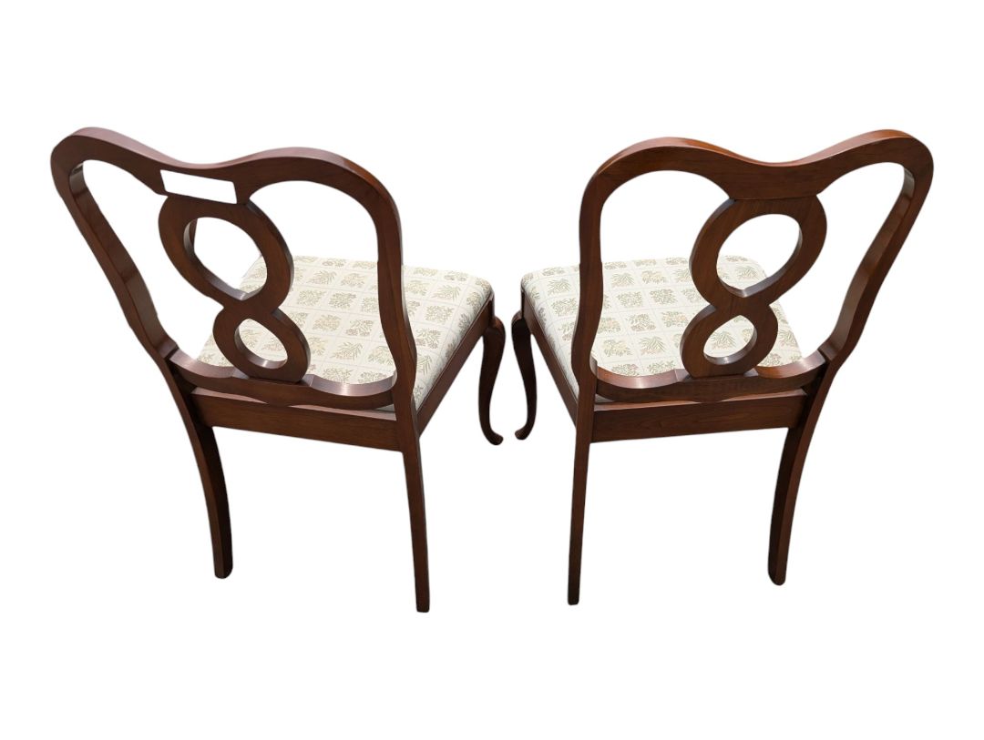 Set of 4 Vintage-Style Wood Dining Chairs with Upholstered Seats