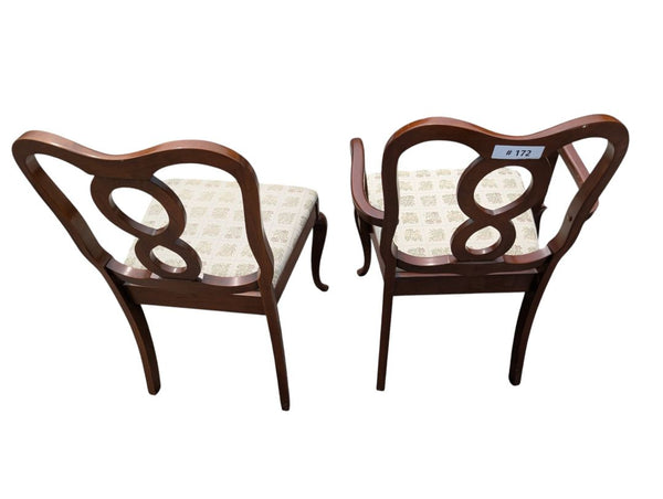 Set of 4 Vintage-Style Wood Dining Chairs with Upholstered Seats
