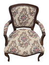Vintage Floral Upholstered Wood Armchair