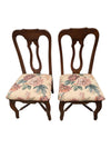 Set of 6 Traditional Wood Dining Chairs with Floral Upholstered Seats