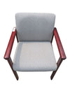 Vintage Mid-Century Style Wood Armchair with Grey Upholstery