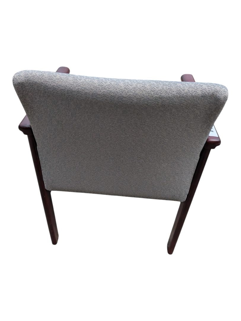Vintage Mid-Century Style Wood Armchair with Grey Upholstery
