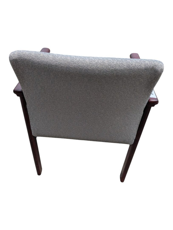 Vintage Mid-Century Style Wood Armchair with Grey Upholstery