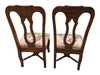 Set of 6 Traditional Wood Dining Chairs with Floral Upholstered Seats