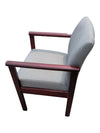Vintage Mid-Century Style Wood Armchair with Grey Upholstery